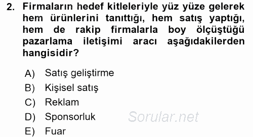 Reklamcılık 2016 - 2017 Dönem Sonu Sınavı 2.Soru