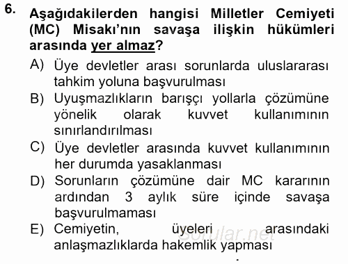 Strateji ve Güvenlik 2012 - 2013 Dönem Sonu Sınavı 6.Soru