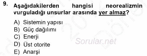 Strateji ve Güvenlik 2012 - 2013 Dönem Sonu Sınavı 9.Soru