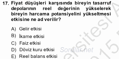 Maliye Politikası 2014 - 2015 Ara Sınavı 17.Soru