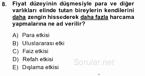 Maliye Politikası 2014 - 2015 Ara Sınavı 8.Soru