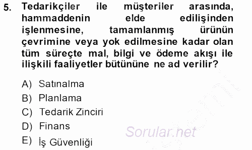 Lojistikte Teknoloji Kullanımı 2013 - 2014 Dönem Sonu Sınavı 5.Soru