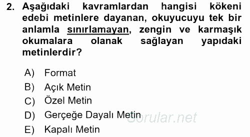 Radyo ve Televizyon Programcılığının Temel Kavramları 2016 - 2017 Ara Sınavı 2.Soru