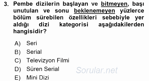 Radyo ve Televizyon Programcılığının Temel Kavramları 2016 - 2017 Ara Sınavı 3.Soru