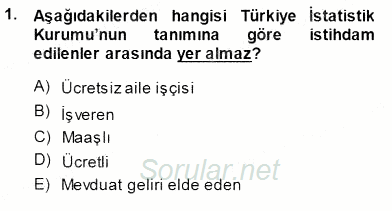 Çalışma Ekonomisi 1 2013 - 2014 Dönem Sonu Sınavı 1.Soru