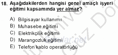 Çalışma Ekonomisi 1 2013 - 2014 Dönem Sonu Sınavı 18.Soru