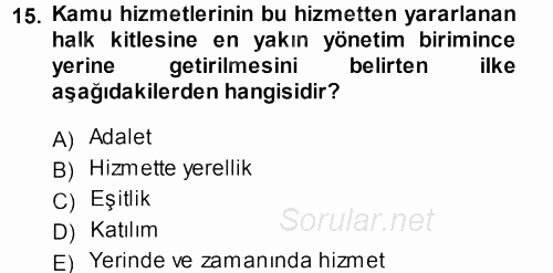 Çevre Sosyolojisi 2013 - 2014 Dönem Sonu Sınavı 15.Soru