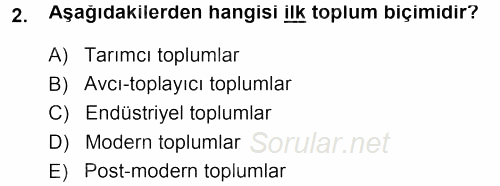 Çevre Sosyolojisi 2013 - 2014 Dönem Sonu Sınavı 2.Soru