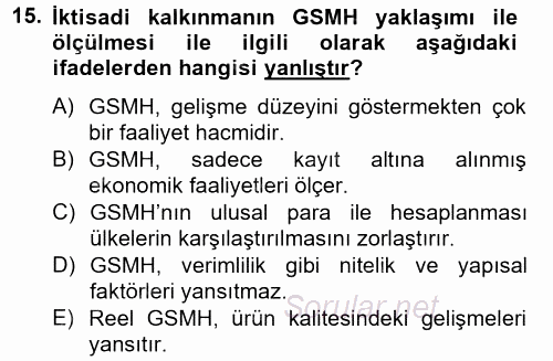 Gelişmekte Olan Ülkelerde Siyaset 2012 - 2013 Ara Sınavı 15.Soru