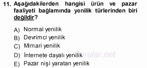 Stratejik Yönetim 2013 - 2014 Dönem Sonu Sınavı 11.Soru