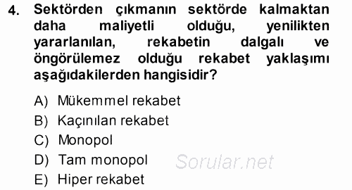 Stratejik Yönetim 2013 - 2014 Dönem Sonu Sınavı 4.Soru