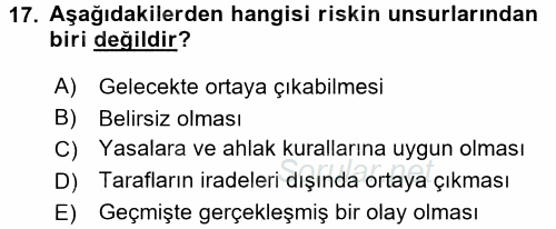 Banka Ve Sigorta Muhasebesi 2015 - 2016 Dönem Sonu Sınavı 17.Soru