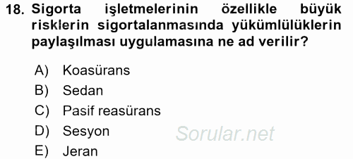 Banka Ve Sigorta Muhasebesi 2015 - 2016 Dönem Sonu Sınavı 18.Soru