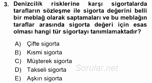 Banka Ve Sigorta Muhasebesi 2015 - 2016 Dönem Sonu Sınavı 3.Soru