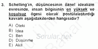 Modern Felsefe 2 2012 - 2013 Dönem Sonu Sınavı 3.Soru