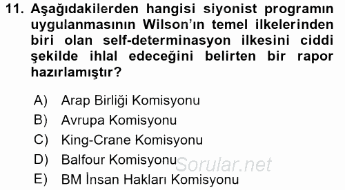 Amerikan Dış Politikası 2017 - 2018 Dönem Sonu Sınavı 11.Soru