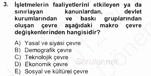 İş Planı 2012 - 2013 Dönem Sonu Sınavı 3.Soru