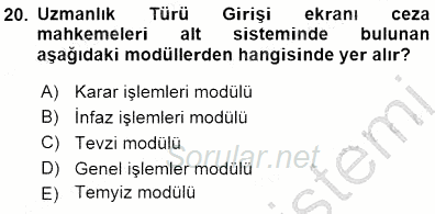 Ulusal Yargı Ağı Projesi 1 2015 - 2016 Dönem Sonu Sınavı 20.Soru