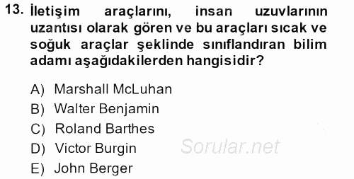 Fotoğraf Kültürü 2014 - 2015 Dönem Sonu Sınavı 13.Soru