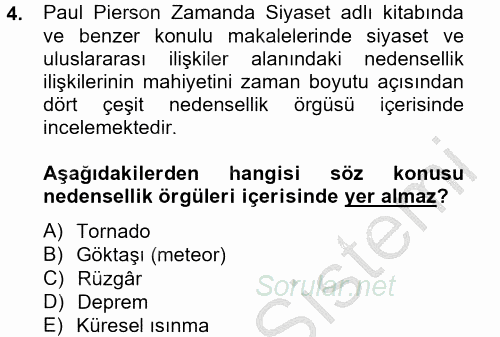 Uluslararası İlişkilerde Araştırma Yöntemleri 2013 - 2014 Dönem Sonu Sınavı 4.Soru