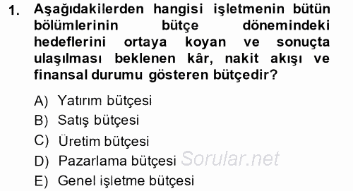 Lojistik Maliyetleri ve Raporlama 2 2014 - 2015 Tek Ders Sınavı 1.Soru