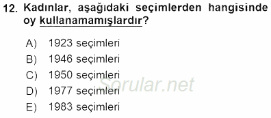 Anayasa 1 2015 - 2016 Dönem Sonu Sınavı 12.Soru