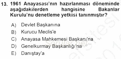 Anayasa 1 2015 - 2016 Dönem Sonu Sınavı 13.Soru
