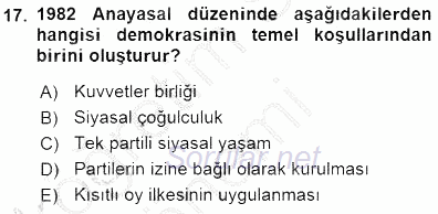 Anayasa 1 2015 - 2016 Dönem Sonu Sınavı 17.Soru