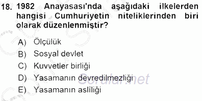 Anayasa 1 2015 - 2016 Dönem Sonu Sınavı 18.Soru