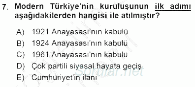 Anayasa 1 2015 - 2016 Dönem Sonu Sınavı 7.Soru