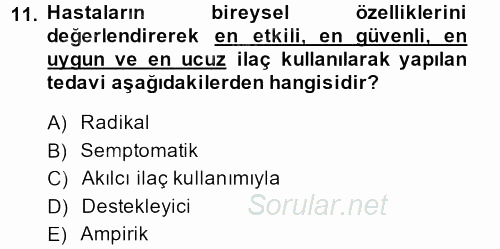 Temel Sağlık Hizmetleri 2014 - 2015 Dönem Sonu Sınavı 11.Soru