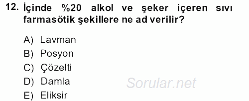 Temel Sağlık Hizmetleri 2014 - 2015 Dönem Sonu Sınavı 12.Soru