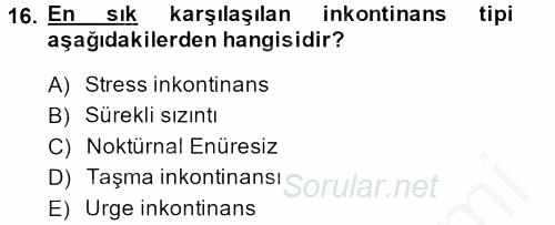 Temel Sağlık Hizmetleri 2014 - 2015 Dönem Sonu Sınavı 16.Soru