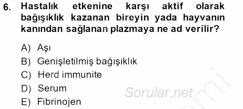 Temel Sağlık Hizmetleri 2014 - 2015 Dönem Sonu Sınavı 6.Soru