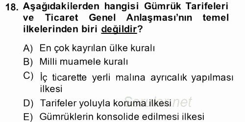 Uluslararası Ekonomik Kuruluşlar 2014 - 2015 Dönem Sonu Sınavı 18.Soru