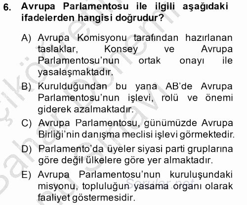 Uluslararası Ekonomik Kuruluşlar 2014 - 2015 Dönem Sonu Sınavı 6.Soru