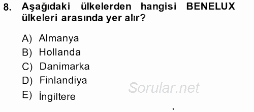 Uluslararası Ekonomik Kuruluşlar 2014 - 2015 Dönem Sonu Sınavı 8.Soru