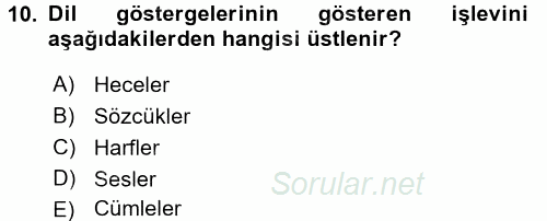 Türkçe Ses Bilgisi 2017 - 2018 Ara Sınavı 10.Soru