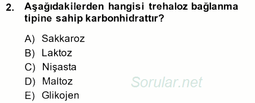 Temel Veteriner Biyokimya 2014 - 2015 Dönem Sonu Sınavı 2.Soru