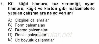Görsel Sanatlar Eğitimi 2012 - 2013 Dönem Sonu Sınavı 1.Soru