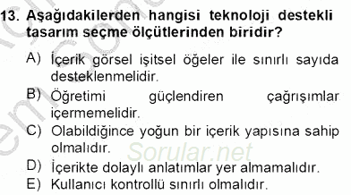 Görsel Sanatlar Eğitimi 2012 - 2013 Dönem Sonu Sınavı 13.Soru