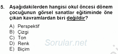 Görsel Sanatlar Eğitimi 2012 - 2013 Dönem Sonu Sınavı 5.Soru