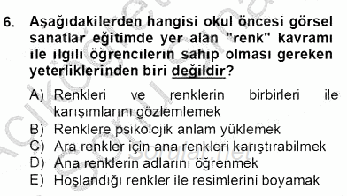 Görsel Sanatlar Eğitimi 2012 - 2013 Dönem Sonu Sınavı 6.Soru