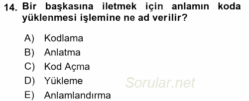 Kültürlerarası İletişim 2015 - 2016 Ara Sınavı 14.Soru