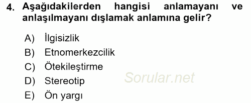 Kültürlerarası İletişim 2015 - 2016 Ara Sınavı 4.Soru