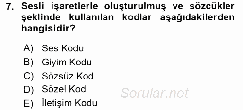 Kültürlerarası İletişim 2015 - 2016 Ara Sınavı 7.Soru