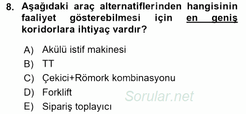 Uluslararası Lojistik 2016 - 2017 Dönem Sonu Sınavı 8.Soru