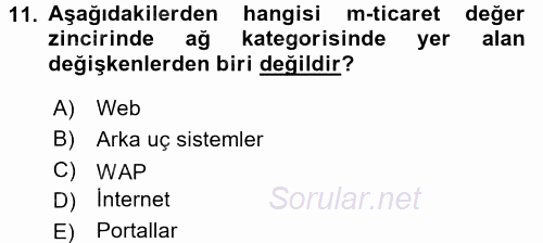 E-İş Süreçleri 2016 - 2017 3 Ders Sınavı 11.Soru