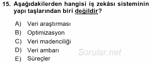 E-İş Süreçleri 2016 - 2017 3 Ders Sınavı 15.Soru