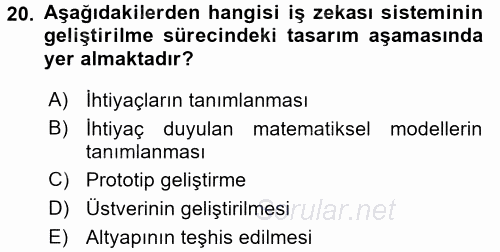 E-İş Süreçleri 2016 - 2017 3 Ders Sınavı 20.Soru